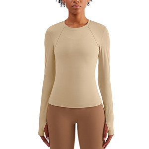 YOGA <span class=keywords><strong>Blusa</strong></span> deportiva <span class=keywords><strong>de</strong></span> manga larga atlética sin costuras para <span class=keywords><strong>mujer</strong></span>, <span class=keywords><strong>blusa</strong></span> deportiva ajustada para correr - Product Image 2