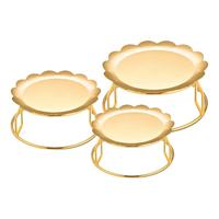 Ensemble de 3 supports élégants pour assiettes à dessert en forme de tournesol (Or/Argent/Noir) - Assiettes à gâteau en métal compatibles lave-vaisselle pour mariage