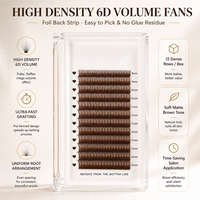 Bulu Mata Palsu Brown 6D Camellia Mountain God Flower Faux Mink Natural Lembut Bebas Kekejaman Mudah Digunakan Buatan Tangan untuk Kit Lash Clusters