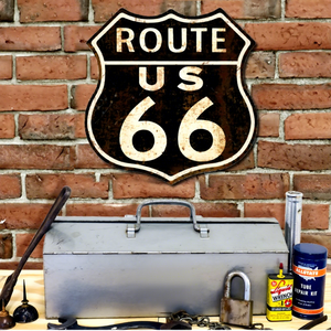 Letrero Metálico Vintage Route 66, Decoración de Pared para Garaje, Taller, Sala de Juegos, Bar, Club, Arte Metálico, Regalo, Póster Retro - Product Image 1