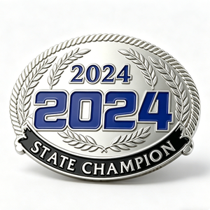 Hebilla de Cinturón Personalizada de Campeón Estatal, de Aleación de Zinc Plateada con Esmalte Suave, Conmemorativa del Campeonato Nacional y de Graduación - Product Image 6