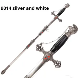 Thanh kiếm biểu diễn nghi lễ của hiệp sĩ Phương Tây phong cách Châu Âu mạ bạc khắc chữ thập Đỏ hiệp sĩ chỉ huy thanh kiếm - Product Image 4