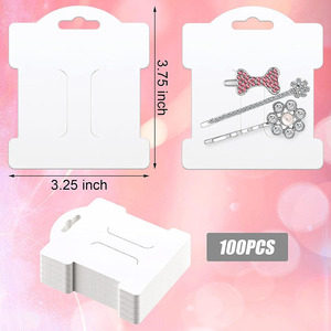 Carte de présentation pour pinces à cheveux, 3,25x3,75 pouces, support rectangulaire blanc pour bijoux, accessoires pour cheveux pour femmes - Product Image 1