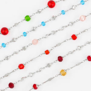 APAN and OREA-pulsera con <span class=keywords><strong>cuentas</strong></span> de corazón de cristal <span class=keywords><strong>para</strong></span> mujer, brazalete pequeño de acero inoxidable, decoración de verano - Product Image 2
