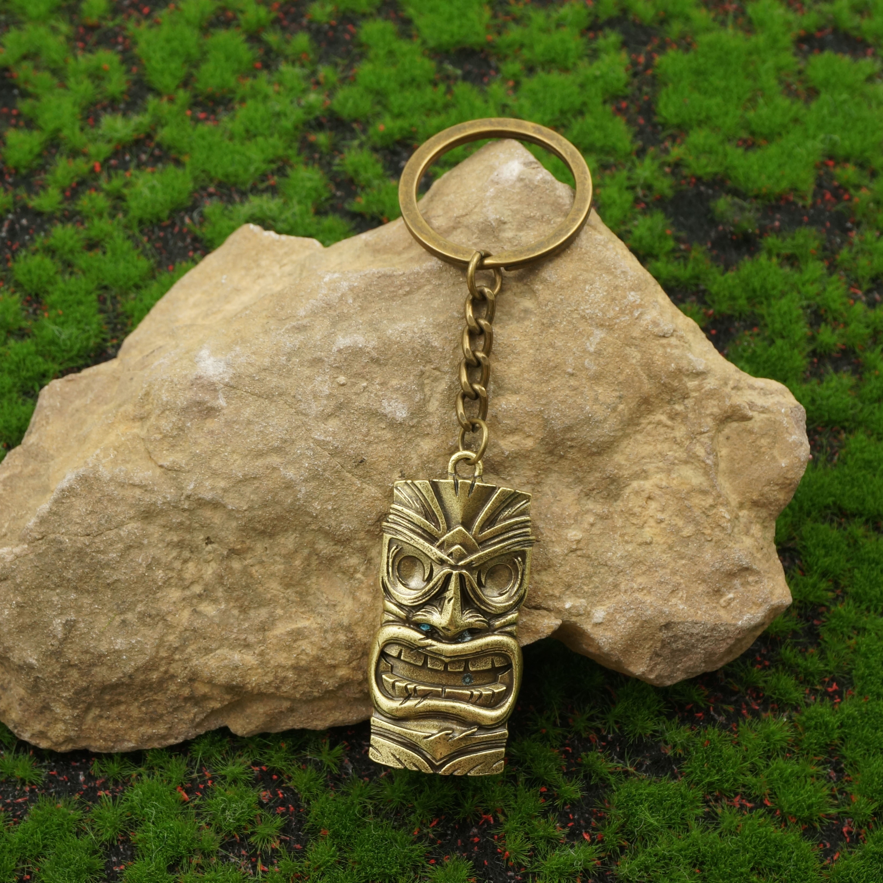 Wholesale Men Lucky Tiki Keyring - Traditional Bone Charm