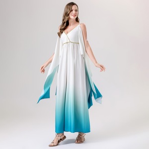 Disfraz de diosa griega para mujer adulta, vestido ombré blanco y azul para Halloween, cosplay, actuación en escenario - Product Image 3