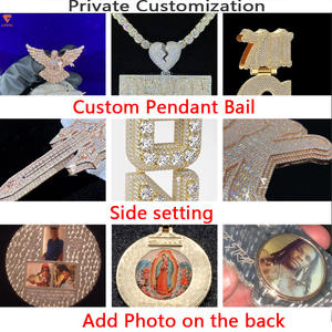 תכשיטי זהב ראשוני תליון מכתב היפ הופ מותאם אישית ירך vs moissanite יהלום 925 כסף סט - Product Image 5