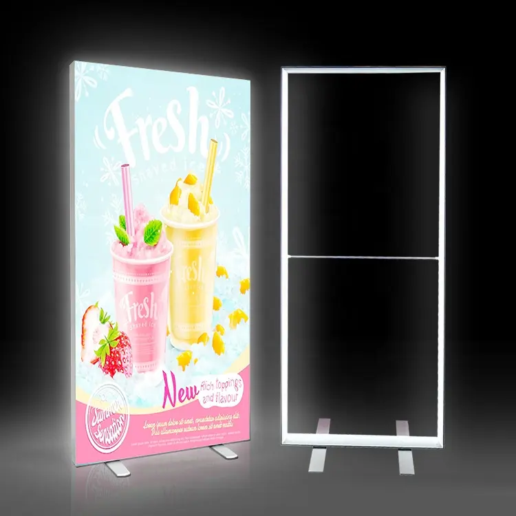 Sturz werbung PVC-Licht box Rahmenlose LED-Licht box Doppelseitige Indoor-Leicht gewicht Messe Display Stand Leucht kasten