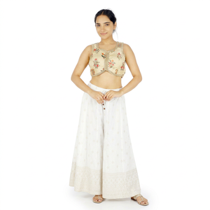 Elegant Traditional Floral Embroidered Washable Breathable Women Blouse Sleeveless <b>Crop</b> <b>Top</b> Thread Work Party Wear Saree - Product Image 1