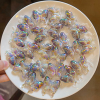 YWJC 25mm*30mm 1kantong/10buah Aksesoris Manik Akrilik Cantik untuk Pembuatan Gelang Rantai Ponsel Manik Kupu-kupu Berkilau