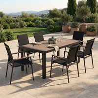 Table de salle à manger extensible en aluminium pour l'extérieur, plateau en panneau SPC, table extensible pour patio, jardin, cour, terrasse