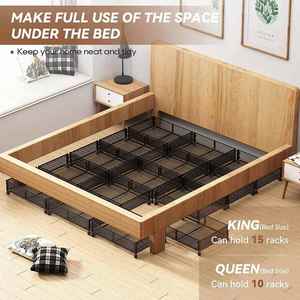 YH Modern Simple Metal <b>Foldable</b> Under Bed <b>Shoe</b> Storage <b>Rack</b> with Wheels 60x40.5x15.8CM for Bedroom Storage - Product Image 4