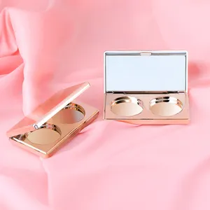 3.8g*2 Luxury Two color Magnetic empty eyeshadow palette container case with mirror & aluminum pan empty eyeshadow palette