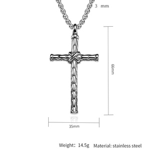 Collier Pendentif <span class=keywords><strong>Croix</strong></span> Cylindrique Hip Hop <span class=keywords><strong>de</strong></span> Haute Qualité en Acier Inoxydable Jésus Chrétien, Bijou Tendance pour Hommes, Vente en Gros - Product Image 2
