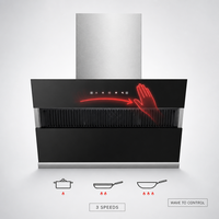 Hotte aspirante latérale en acier inoxydable de 900 mm avec éclairage LED, commande gestuelle, débit d'air de 21 m³/min, extraction silencieuse pour cuisine domestique