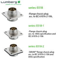 Lumberg M16 montaje frontal 4 pines (300V) Brida chasis enchufe soldadura terminales IP68 AISG red conectores circulares