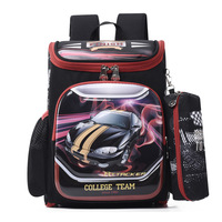 Ensemble de sacs d'école pour élèves du primaire en deux pièces, fermeture éclair étanche, coque rigide, sac à dos à ouverture complète avec motif de dessin animé mignon