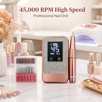 Mini perceuse à ongles sans fil 45000 tr/min, lime à ongles électrique rechargeable, ponceuse à ongles portable, batterie 1800 mAh