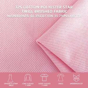 32S Cotton Polyester Star Twill Brushed Knitted Fabric 190cm Width 160gsm Soft For Sweatshirts Jogger Pants Casual Matching Sets - Product Image 2