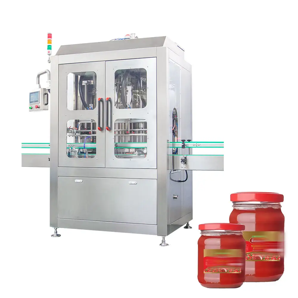 Npack Machine entièrement automatique de remplissage et de scellage de sauce chili pour bocaux de bouteilles en verre de pâte de tomate