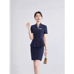 Hotel Receptionist Grey Business Uniform Suit Summer Short Sleeve Women's Workwear Commute - Product Image 2