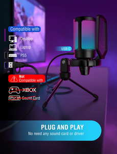 Soundcard <b>Microphone</b> Kit Podcasting Recording Live Streaming Singing Voice Over Gain Control Reverb Effect - Product Image 3