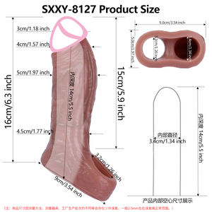 Nueva Funda Extensora <span class=keywords><strong>de</strong></span> Pene Realista <span class=keywords><strong>de</strong></span> 14-17 cm, Funda para Pene Grande, Alargador <span class=keywords><strong>de</strong></span> Pene Masculino, Retardante, Condón Reutilizable, Juguetes Sexuales para Hombres con Anillo - Product Image 4