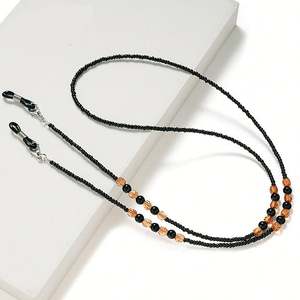 Cordon de lunettes de soleil en perles noires pour femmes, chaîne de cou en perles acryliques et cristaux, vente en gros - Product Image 1