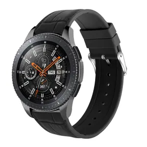 Correia de pulseira de relógio de couro de silicone, pulseira para samsung galaxy watch 4 22mm, substituição de relógio