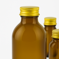 Botella de jarabe para la tos vacía de vidrio ámbar a buen precio de fábrica, botellas de vidrio de jarabe para la tos seca con tapa de rosca