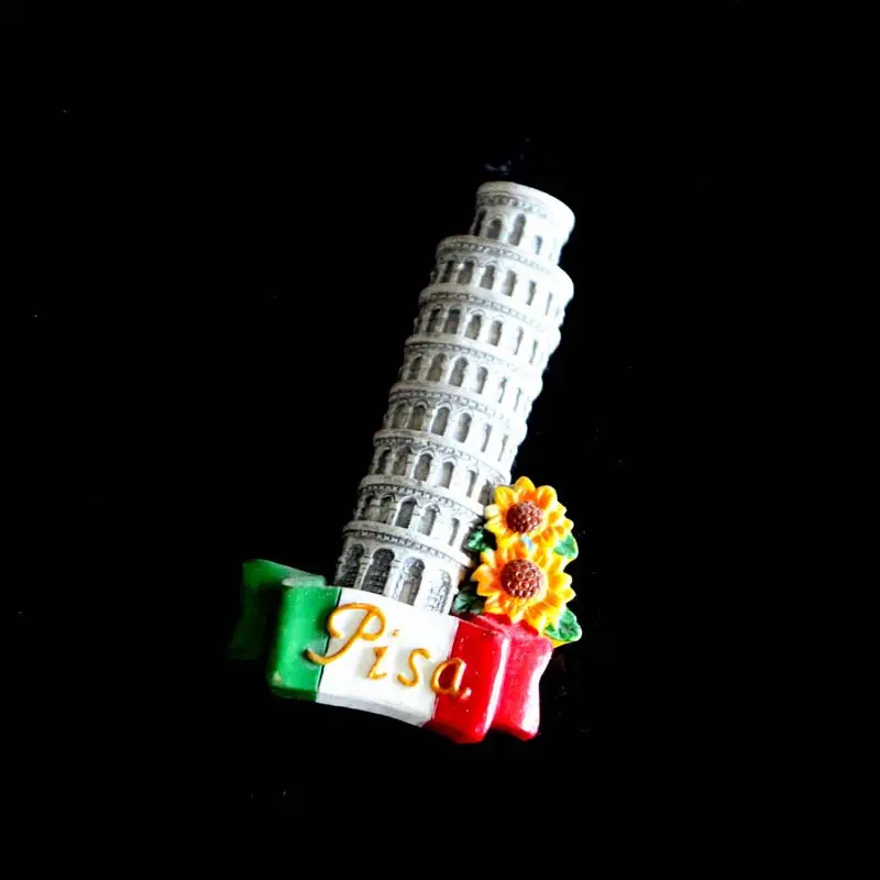Großhandel benutzerdefiniertes Design Pisa-Turm Italien Touristen-Souvenir handgefertigter Harz-Kühlschrank-Magnet
