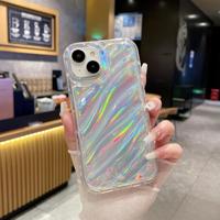 Coque pour iPhone 16 Pro Max à effet d'ondulation d'eau, coque souple antichoc pour iPhone 15, coque laser irisée pour iPhone 11, 13, 12