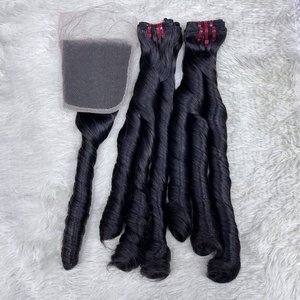 Extensiones de Cabello Virgen Natural de Grado 15A Más Vendidas, Extensiones de Cabello Humano con Rizos Voluminosos, Extensiones de Cabello Brasileño con Cierre - Product Image 2