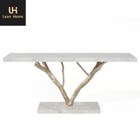 Console moderne de luxe en acier inoxydable blanc et or avec miroir, design italien personnalisé pour entrée