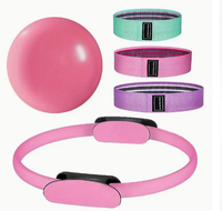Ensemble d'équipements de Pilates pour la maison, ballon de yoga miniature en PVC, anneau de Pilates Magic Circle, bande de résistance élastique légère.