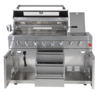 Barbecue à gaz DEYAO DY611A 58 pouces 99 500 BTU en acier inoxydable avec brûleur arrière infrarouge, table latérale et chariot, autonome pour extérieur