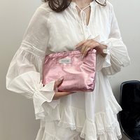 Portable grande capacité brillant paillettes toilette stockage sac cosmétique argent Flash maquillage pochette sac avec Logo personnalisé