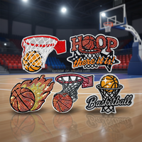 Patch brodé de sequins de basketball, badge sportif, accessoire thermocollant à paillettes pour vêtements, sacs et chapeaux, vente en gros