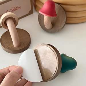 Crochet champignon en bois massif pour chambre familiale Pâte à suspendre murale exquise unique et perceuse pour la décoration - Product Image 6