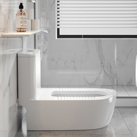 WC public en céramique blanche d'usine, à chasse d'eau, à poser au sol, WC à la turque avec réservoir d'eau