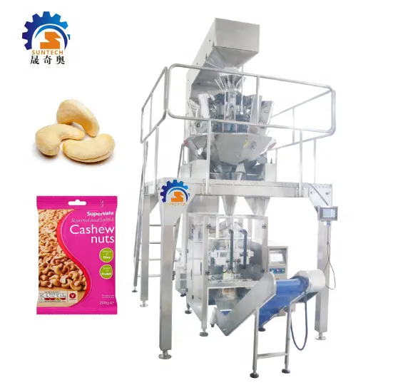 Mesin pengepakan vakum kacang kacang almond otomatis 500g VFFS