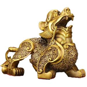 รูปปั้นทองแดงคู่ที่กำหนดเองด้วยเทคนิคการหล่อในรูปแบบฮวงจุ้ยจีนแบบดั้งเดิมของตกแต่งบ้าน - Product Image 5