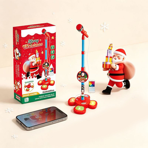 EPT Joyeux Noël Père Noël Instrument de musique Cadeau Enfants Microphone Karaoké Jouet avec support et connexion téléphone portable - Product Image 3