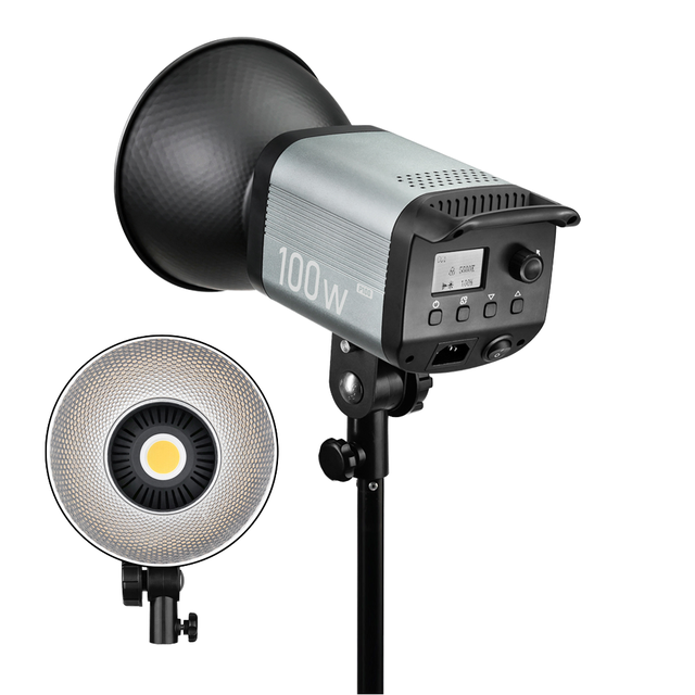 VLOGLITE 100W Professional Metal COB LED Studio Light Continuous Photographic Lighting Bowens Mount for HD Live-Streaming Video