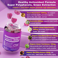 Gummies au Resvératrol : Soutien Antioxydant et Anti-Âge pour une Peau Jeune, avec Quercétine, Extrait de Pépins de Raisin et Extrait de Baies d'Açaï