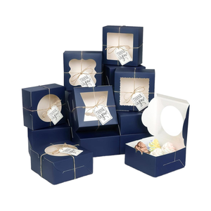 KPOSIYA - 65 Cajas de Panadería Azules de 6x6x3 Pulgadas con Ventana, Cajas Pequeñas para Pasteles, Postres, <span class=keywords><strong>Galletas</strong></span>, Donas, Fiestas de Cumpleaños y Bodas - Product Image 1