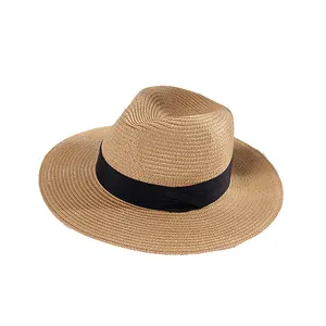 批发定制宽底漆沙滩夏季遮阳板时尚男女通用纸巴拿马帽