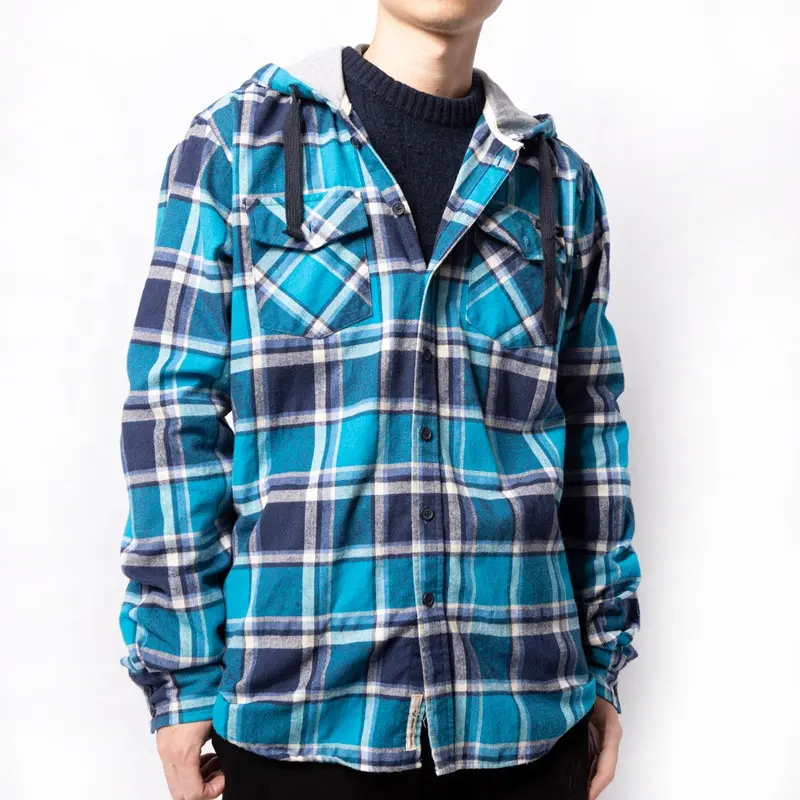 Man Hooded Cotton Hoodie Polyester Wool Mens Autumn Flannel Shirt