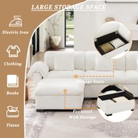 Sofá Seccional Modular Plegable Moderno Tipo Nube para Sala de Estar, Sofá Cama con Almacenamiento en Forma de U, Terciopelo, 4 Cojines Lumbares