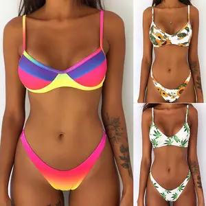 Bikini de tela reciclada de alta calidad para mujer, ropa de baño sexy de dos piezas